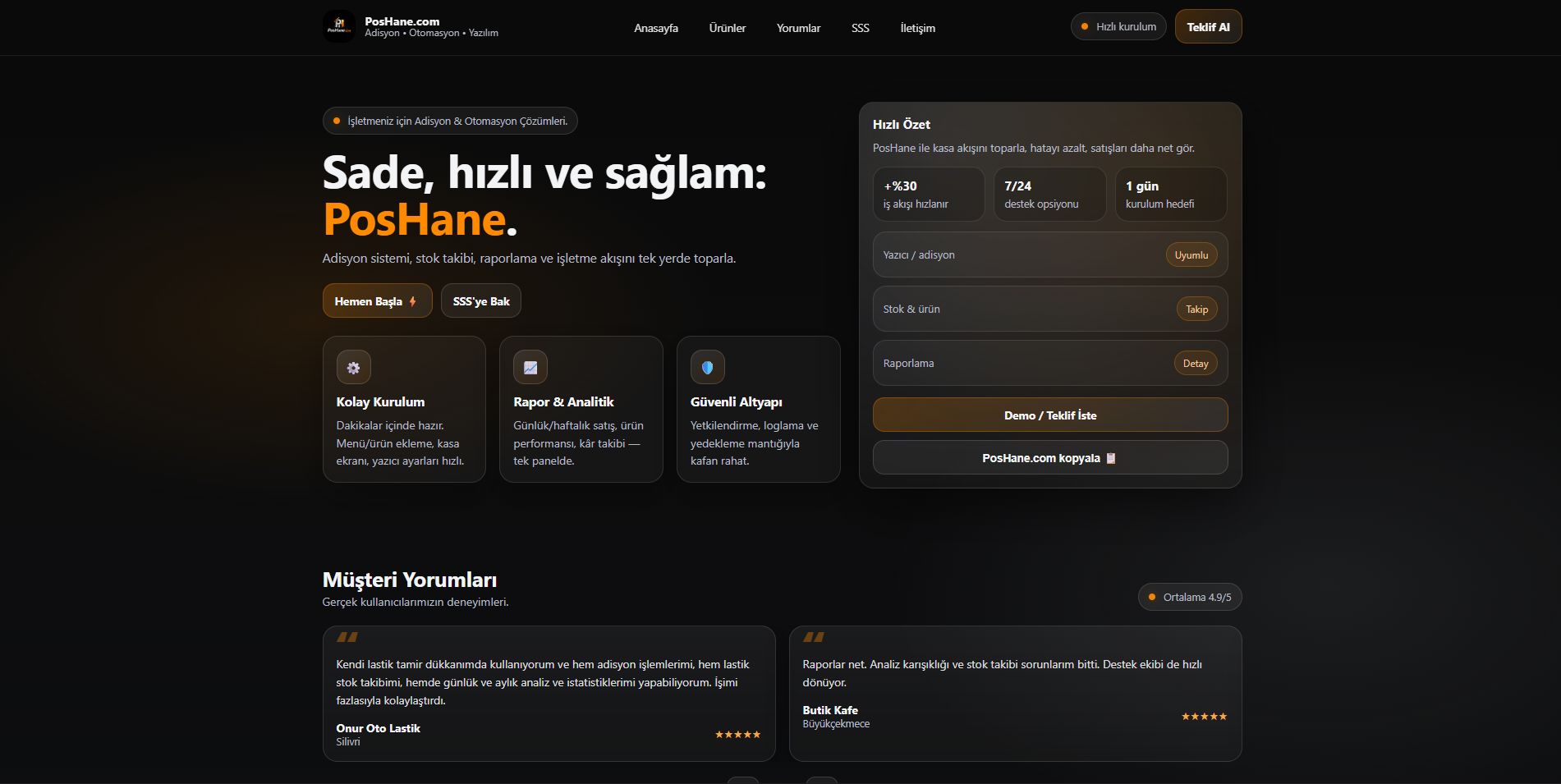 PosHane - Adisyon ve Otomasyon Sistemleri